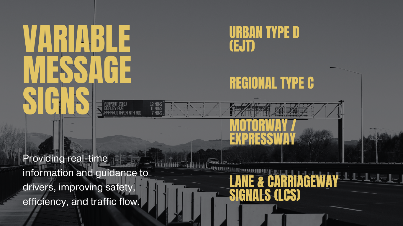Harding Traffic offers an advanced range of Variable Message Signs (VMS) tailored to diverse traffic management needs, including Motorway Signs, Regional Type C Signs, and Urban Type D Signs. These signs are equipped with high-visibility LEDs, ensuring clear communication in all conditions.